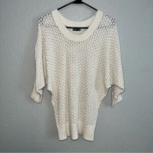 Express Womens Scoop Neck Dolman Sleeve Knitted Ribbed Pullover Sweater Cream XS